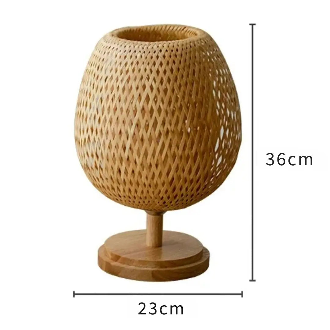Abajur de Mesa Vintage em Bambu Japonês
