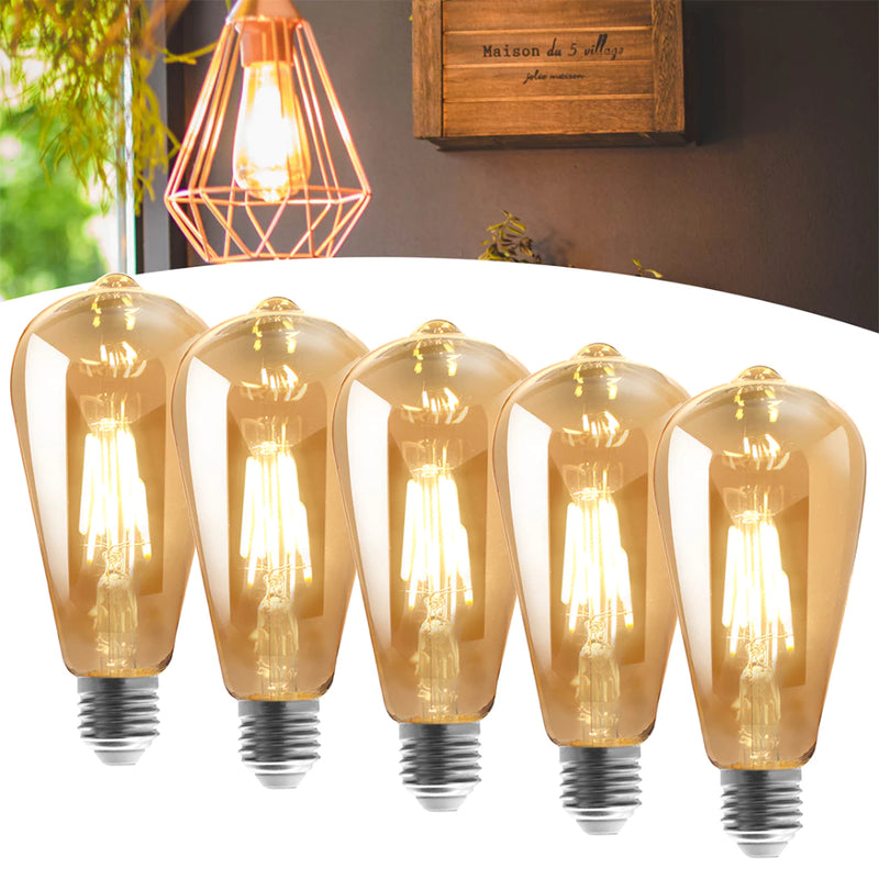 Kit 5 Lâmpadas LED Vintage Gold.