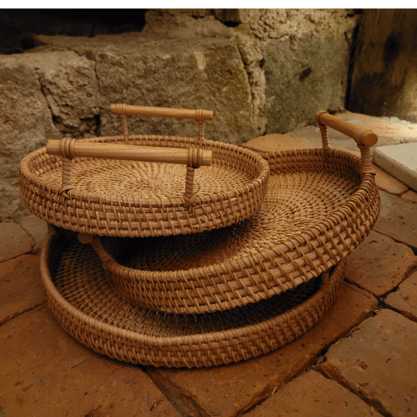 Bandeja Artesanal em  Rattan Dhaka.