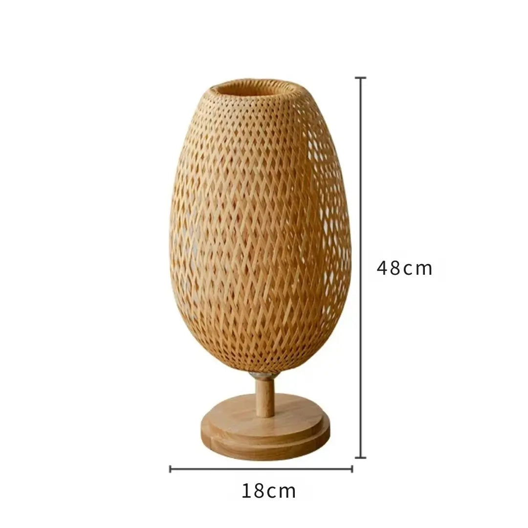 Abajur de Mesa Vintage em Bambu Japonês