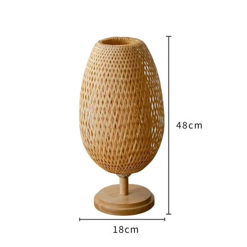 Abajur de Mesa Vintage em Bambu Japonês