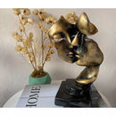 Escultura Faces Namorados Gold