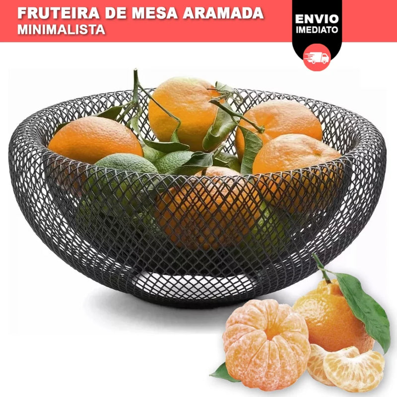 Fruteira De Mesa Aramado Preto Cesto De Frutas Minimalista