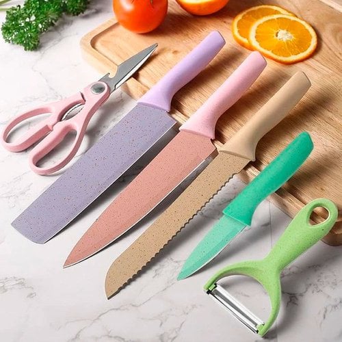 Jogo De Facas Gourmet Colorida.