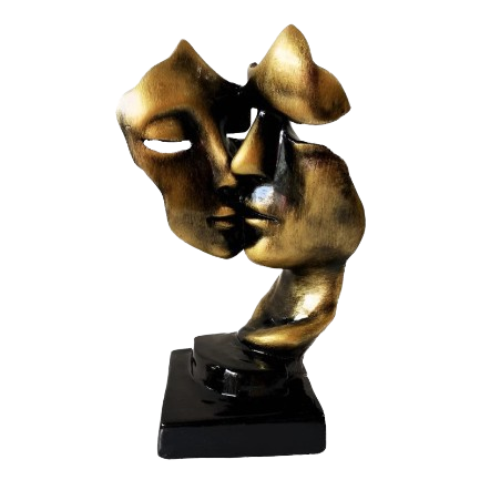 Escultura Faces Namorados Gold