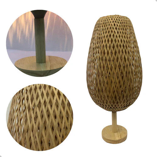 Abajur de Mesa Vintage em Bambu Japonês